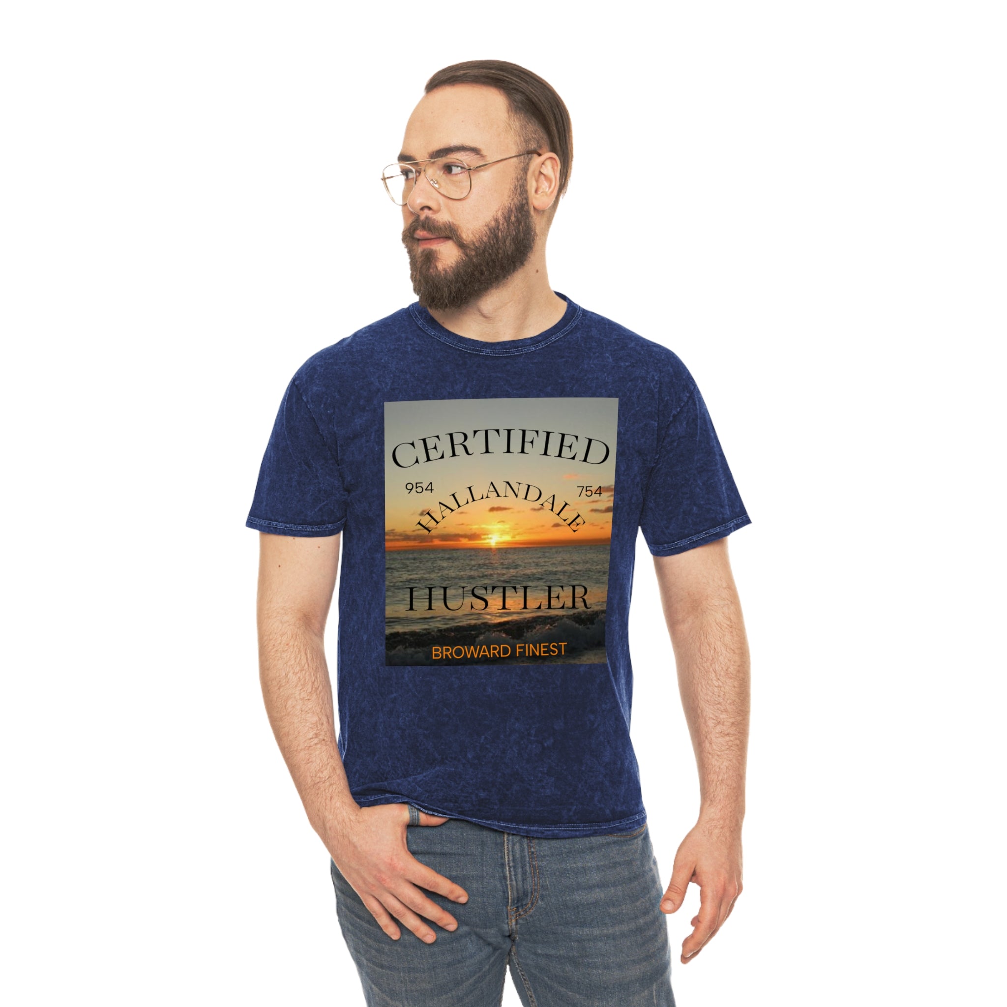 Hallandale Hustler Mineral Wash Unisex T-Shirt - Trendy Streetwear for Everyday Style