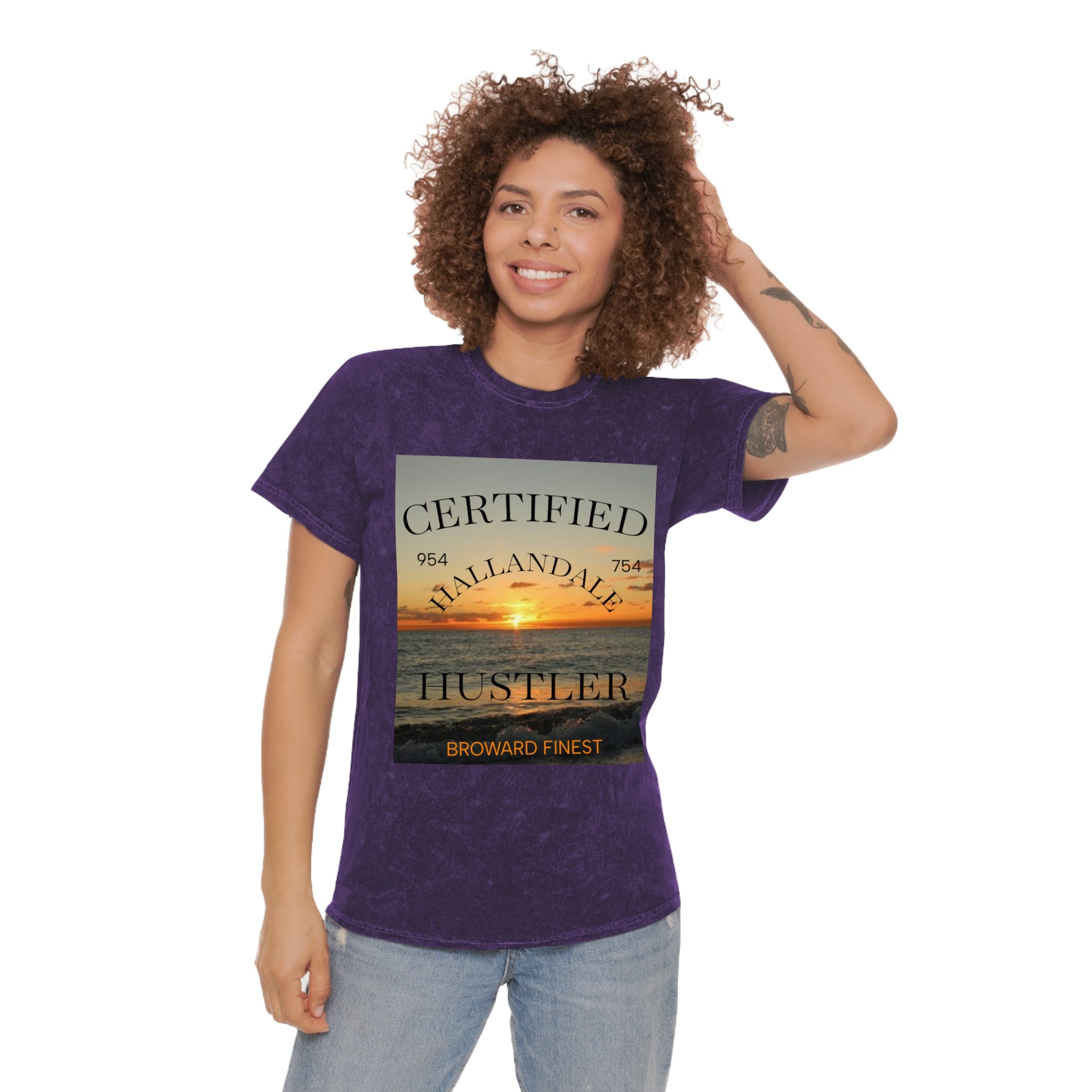 Hallandale Hustler Mineral Wash Unisex T-Shirt - Trendy Streetwear for Everyday Style
