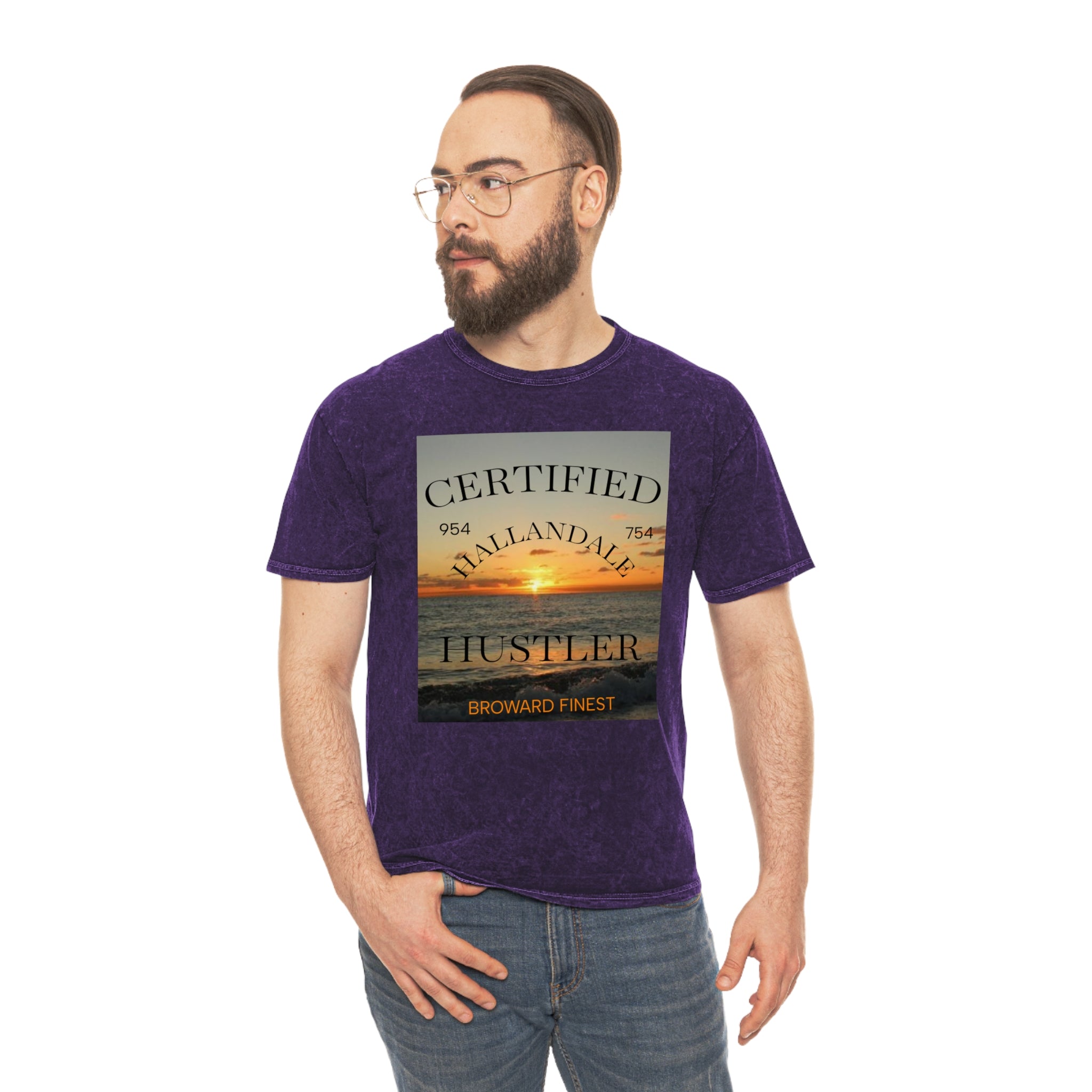 Hallandale Hustler Mineral Wash Unisex T-Shirt - Trendy Streetwear for Everyday Style