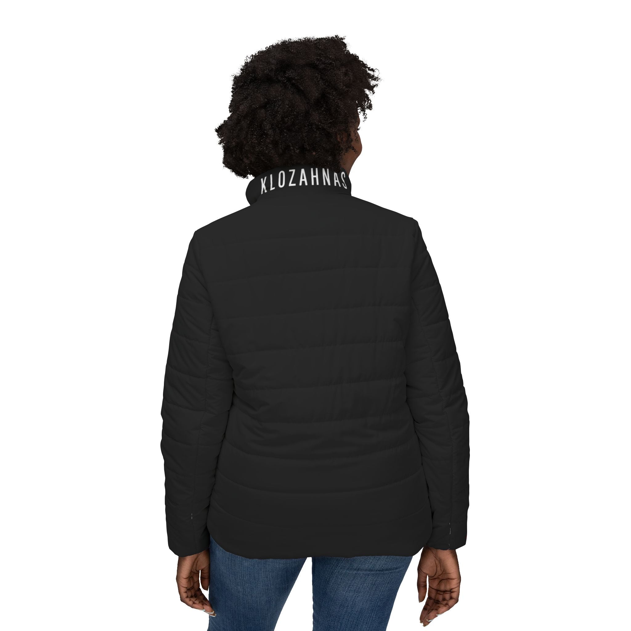 Klozahnas Red Stripe Logo Women’s Puffer Jacket