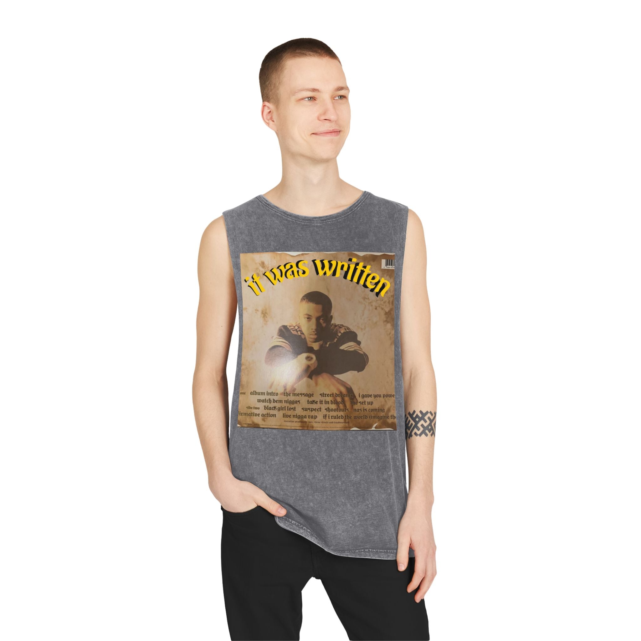 Hip Hop Tank Top, Unisex Stonewash Tee, Music Lover Shirt, Festival Wear, Streetwear Fashion, Casual Summer Top