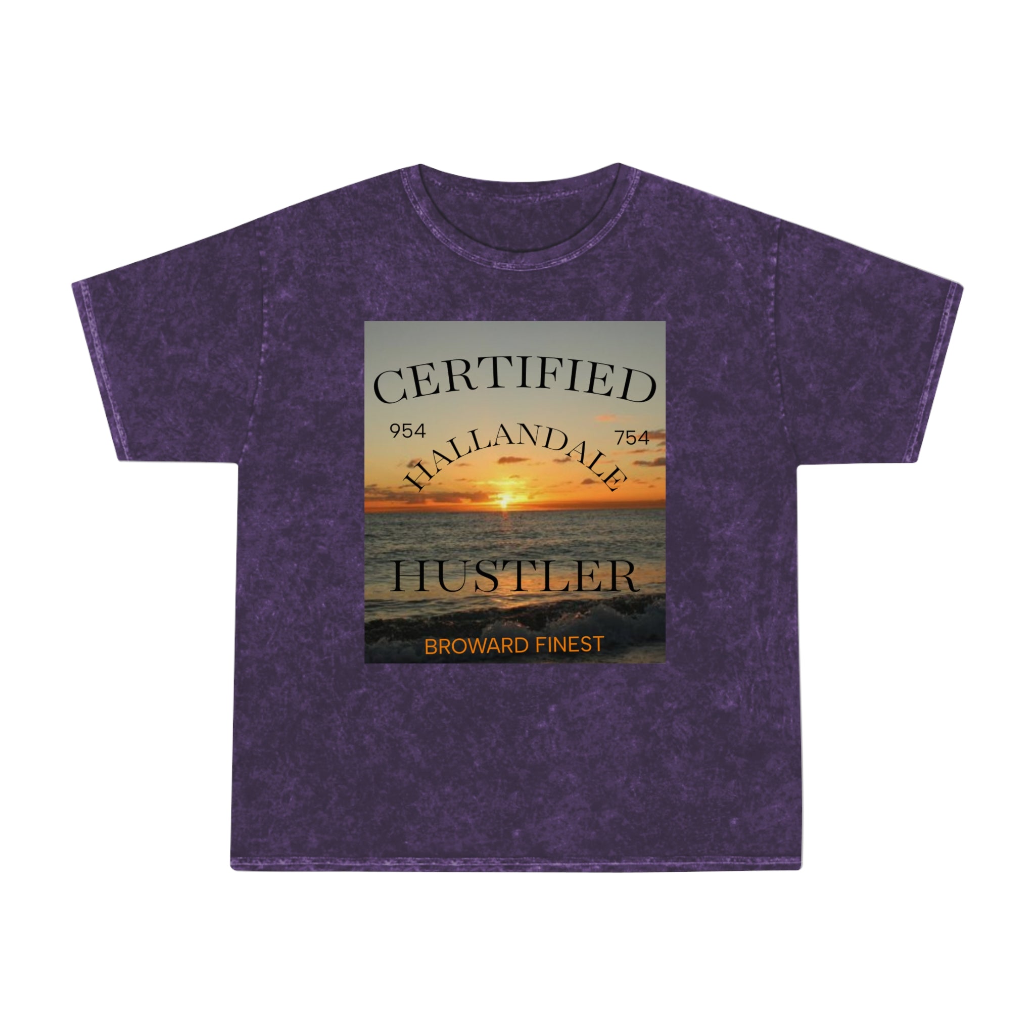 Hallandale Hustler Mineral Wash Unisex T-Shirt - Trendy Streetwear for Everyday Style